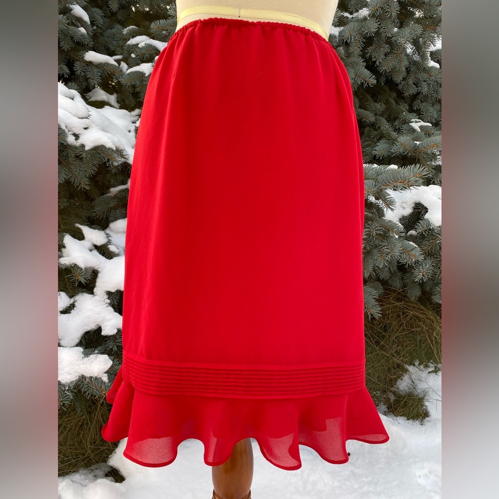 Bright red skirt with frill detailing, size 16 or XL